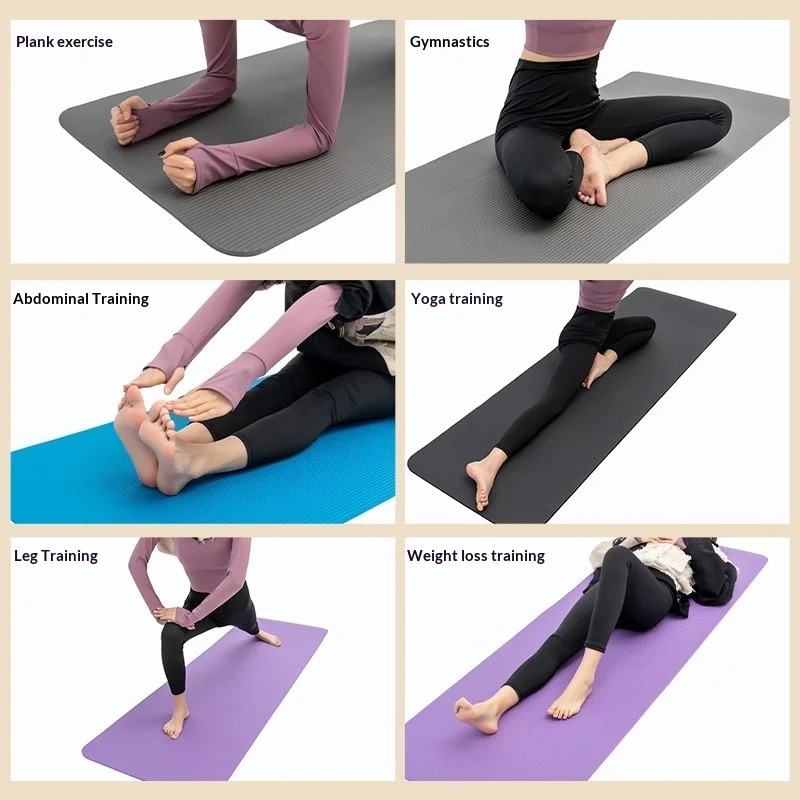 Home Gym Yoga Mat - 特厚滑り止めヨガマット、衝撃吸収、幅広ピラティスフィットネスワークアウトマット、ホームジム、女性男性用、環境に優しいピンク