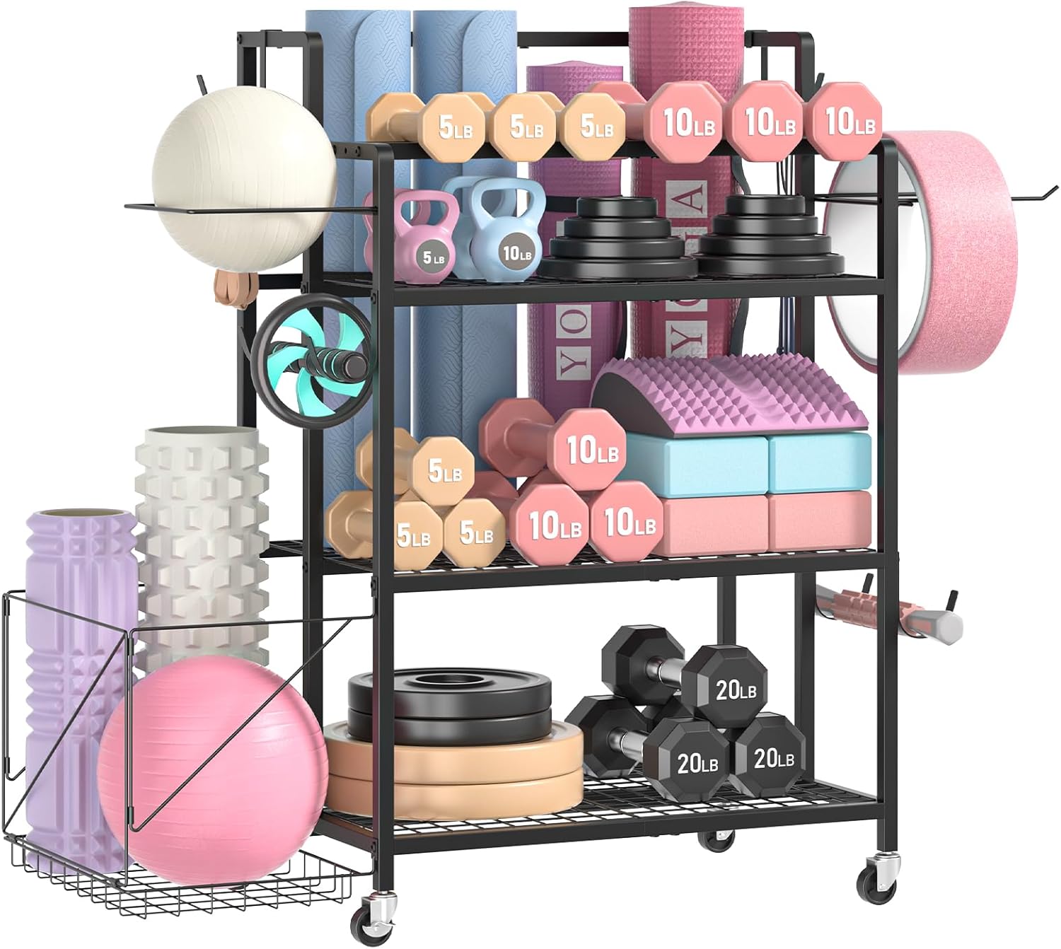 Home Gym Workout - ホームジム収納、材質・色指定なし、ダンベル、ケトルベル、トレーニング器具に最適