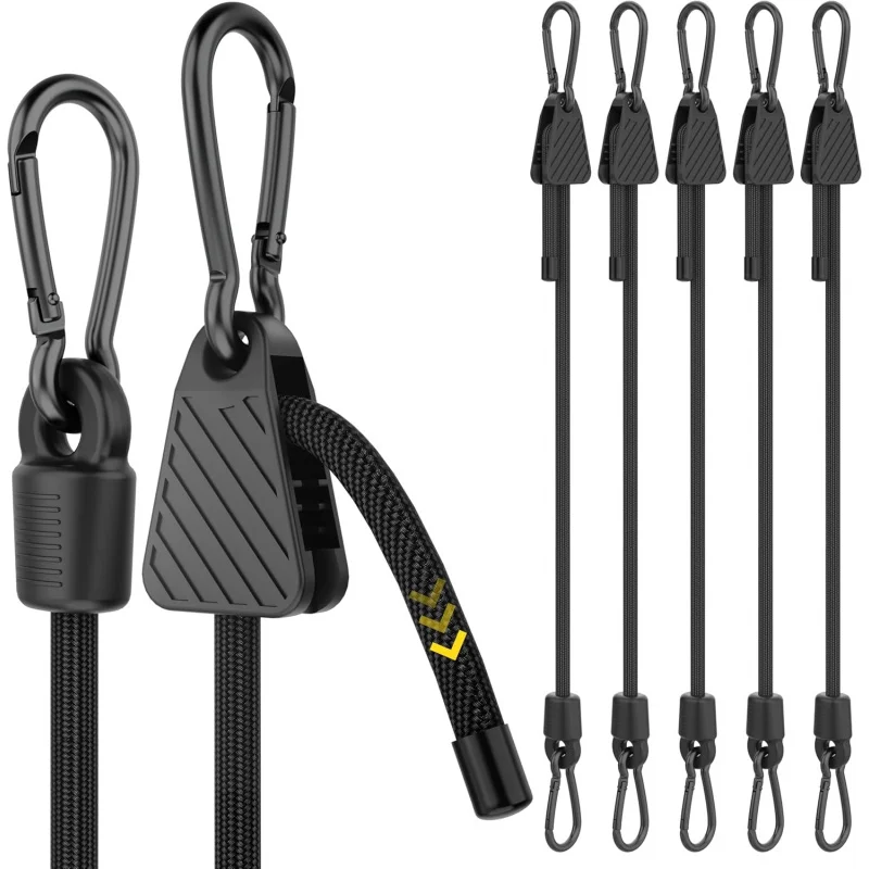Resistance Band Heavy - 1-6個入り 調節可能なバンジーコード フック付き 7-48インチ ヘビーデューティー 弾性タイダウンストラップ