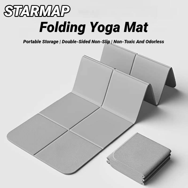 Home Gym Yoga Mat - 折りたたみヨガマット環境に優しい Tpe 折りたたみ旅行フィットネスエクササイズ両面ノンスリップピラティス & フロアワークアウト用