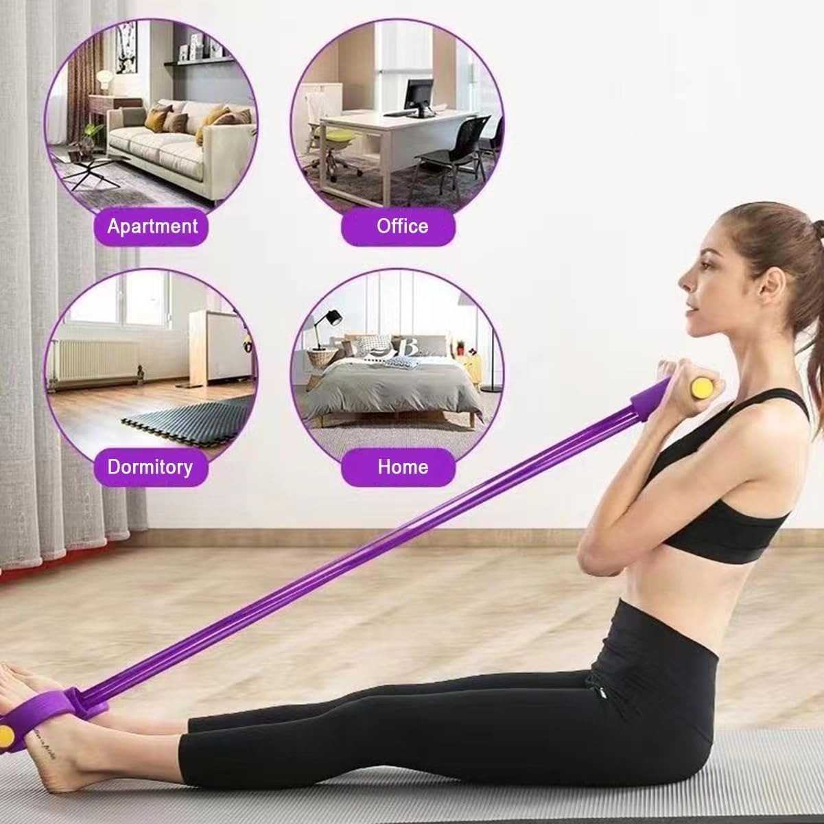 Home Gym Resistance Machine - 21本のフィットネスレジスタンスバンド-6チューブペダルアンクルプラー、アップグレードされた多機能テンションロープ、腹部/腰/腕/脚のトレーニングとストレッチ用の全身強化用ホームジム機器