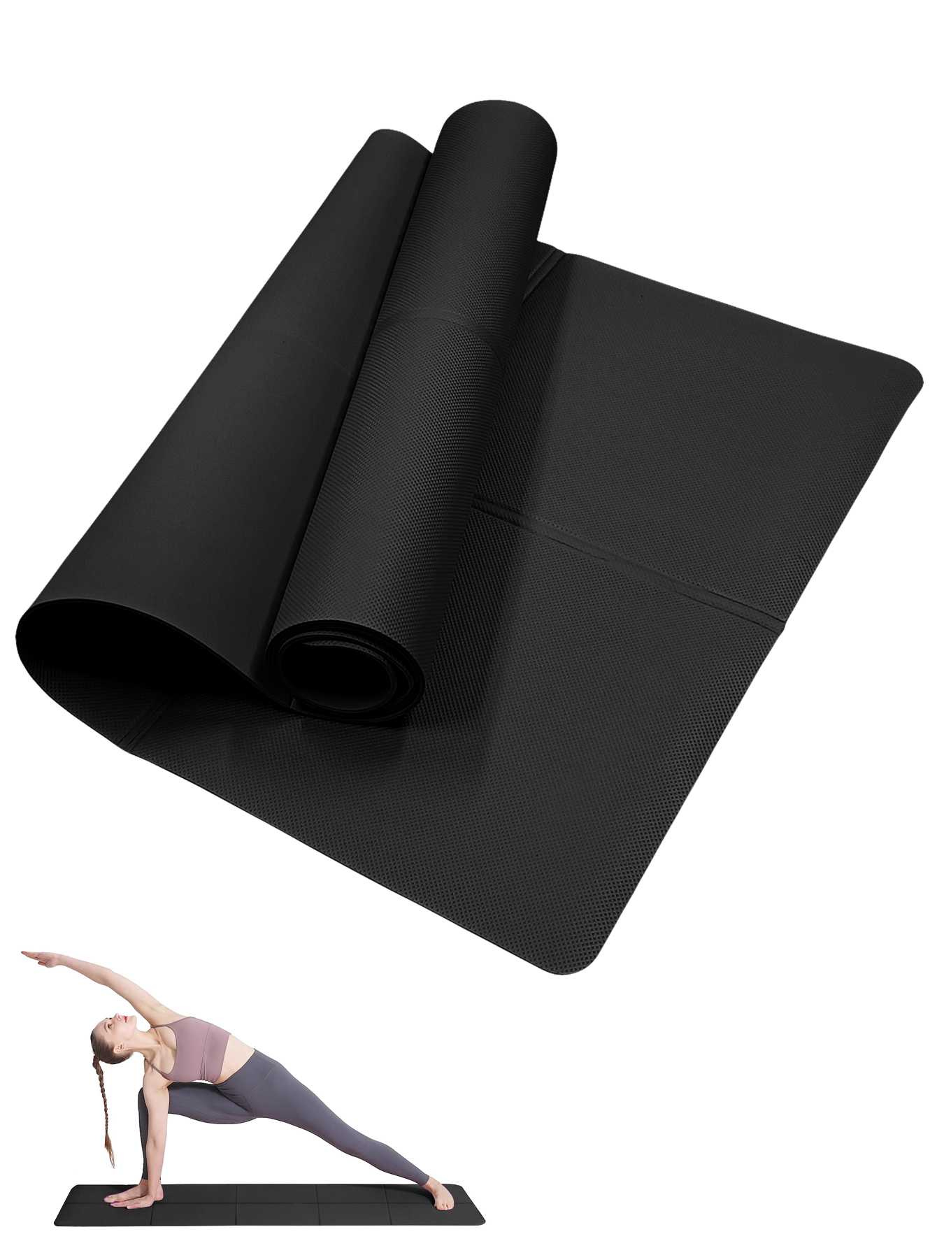 Home Gym Yoga Mat - 折りたたみ式ヨガマット ブラック 環境に優しいEVA素材 折り畳み式トラベルフィットネスマット 厚さ3/4/6mm ヨガフロアワークアウト用