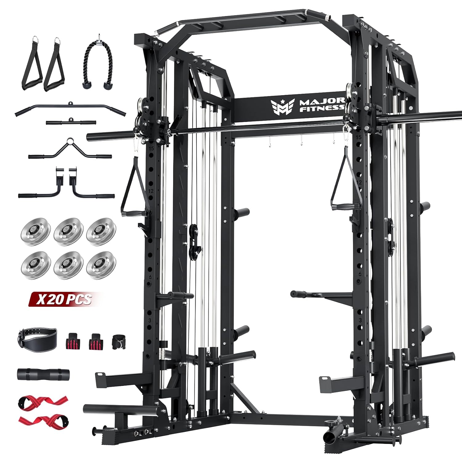 Home Gym Smith - スミスマシン ホームジム スクワットラック プーリーバー デュアルラットプルダウン ケーブルクロスオーバー