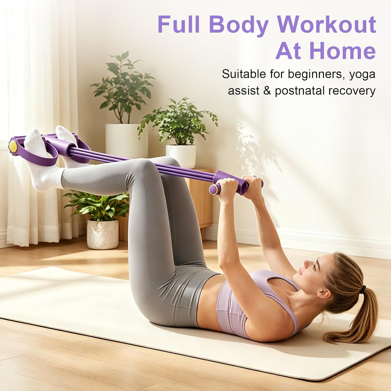 Home Gym Resistance Machine - 4 チューブ抵抗バンド多機能テンションロープフィットネスバンド 6 チューブ弾性ヨガペダルプラー、ジムでのスポーツエクササイズ用