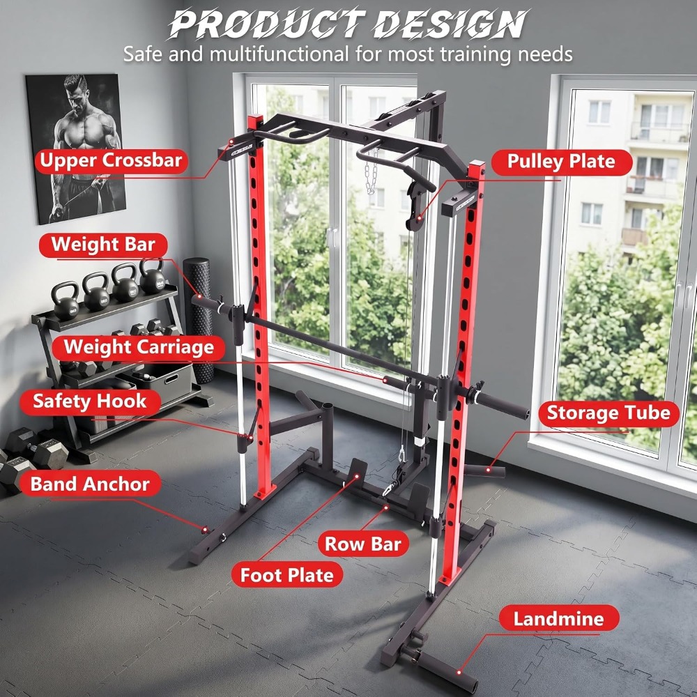 オールインワン スミスマシン パワーラック（ラットプルダウン - Home Gym Smith のレビューと価格