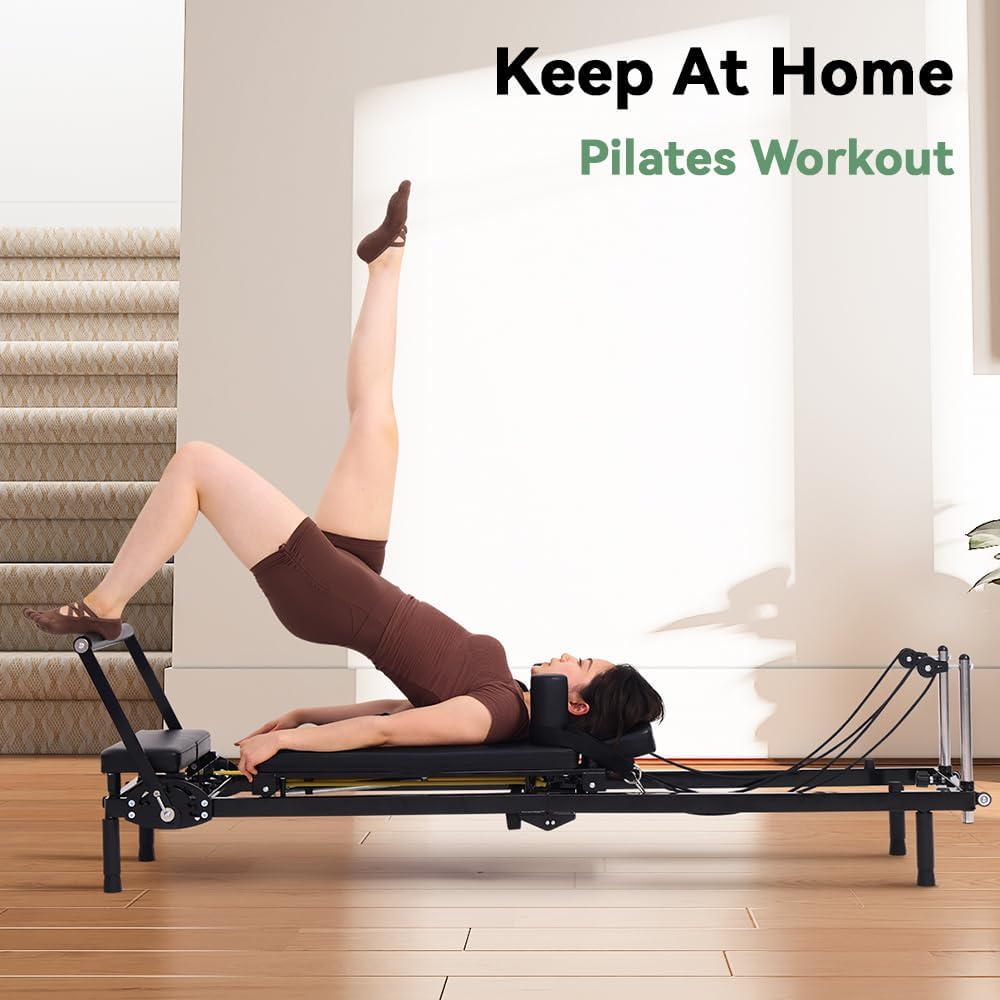 折りたたみ式ピラティス リフォーマー マシン、スプリングとコ - Home Gym Resistance Machine のレビューと価格