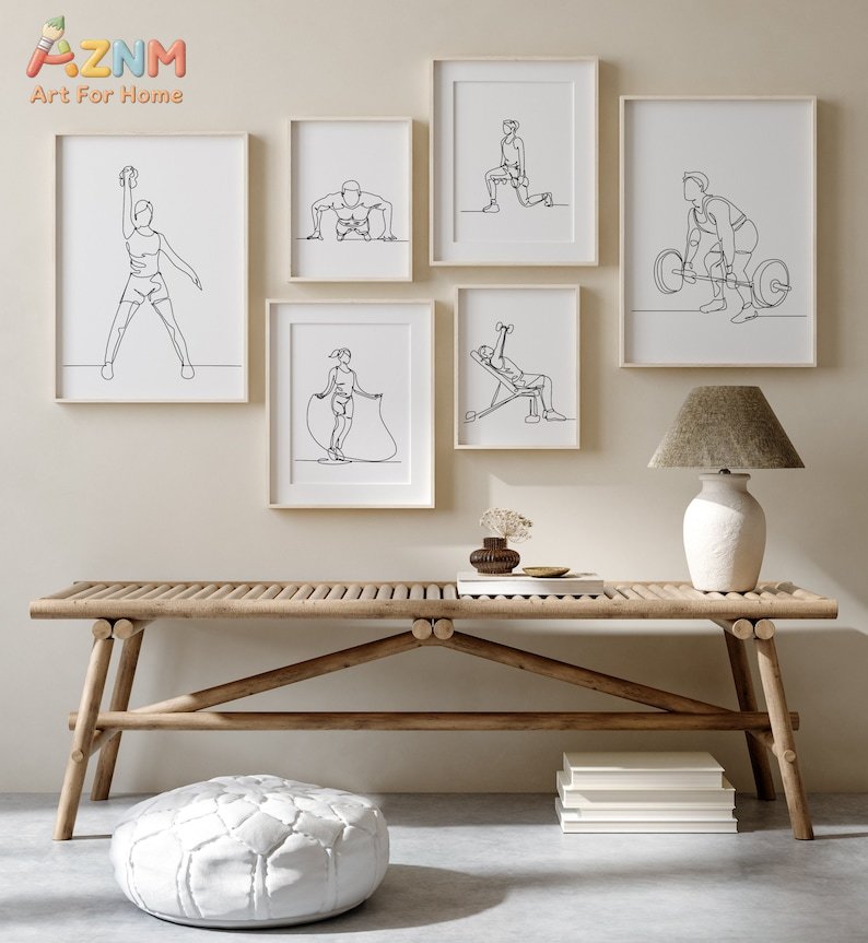 AZNM フィットネスワークアウトラインアートキャンバスウォ - Home Gym Decor のレビューと価格