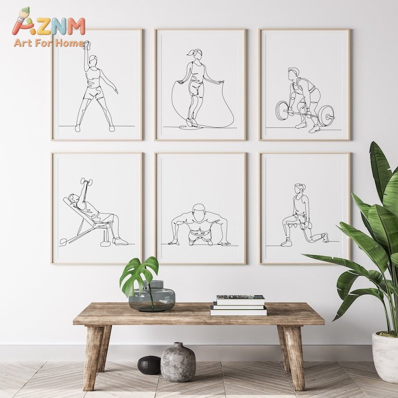 AZNM フィットネスワークアウトラインアートキャンバスウォ - Home Gym Decor のレビューと価格