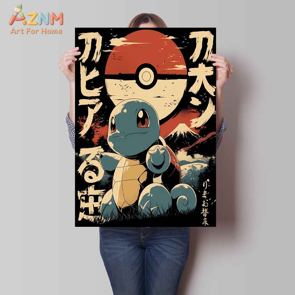 キャンバスアートワーク絵画ポケモンゼニガメポスター漫画の絵ク - Home Gym Decor のレビューと価格