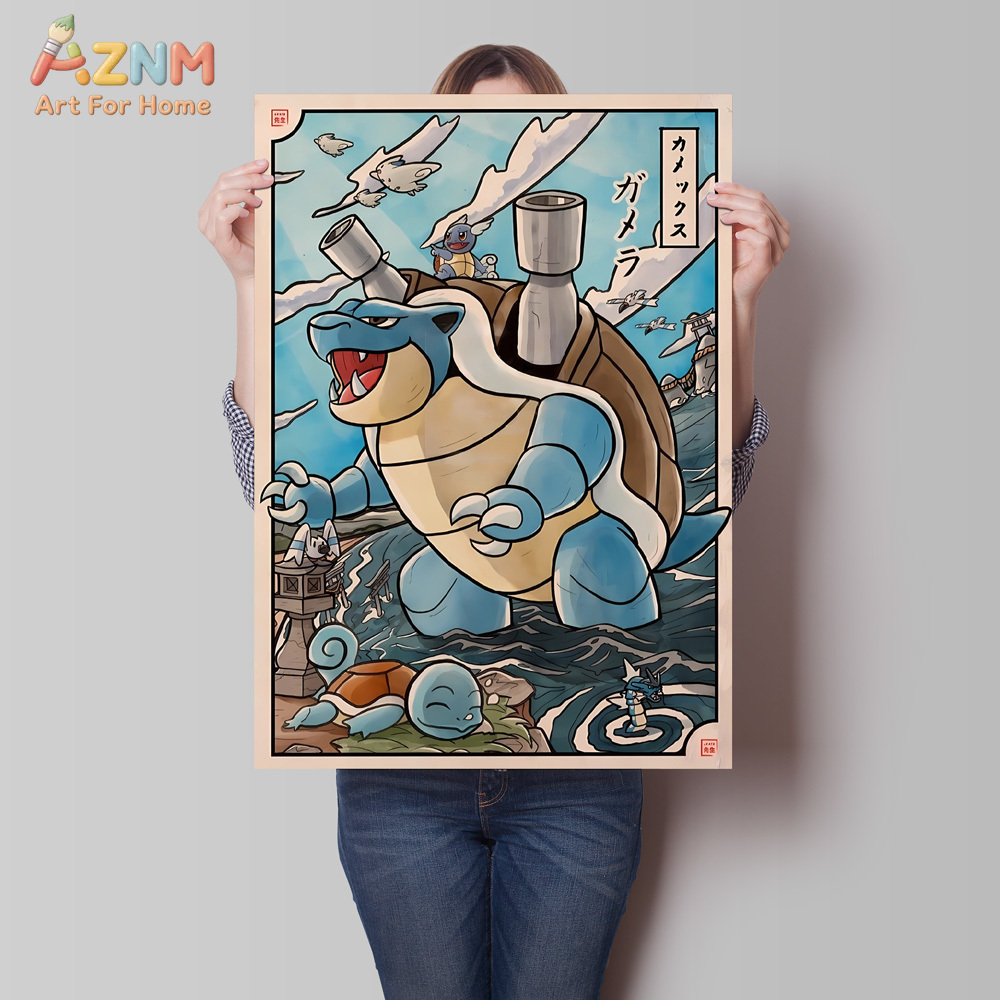 キャンバスアートワーク絵画ポケモンゼニガメポスター漫画の絵ク - Home Gym Decor のレビューと価格