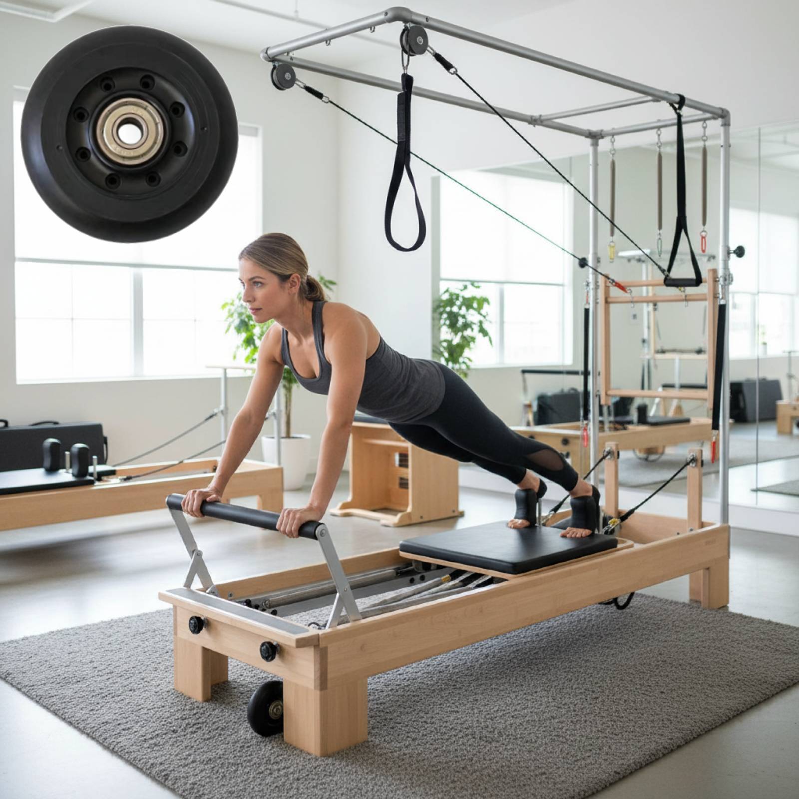 ピラティス リフォーマー ホイール ブラック 女性用 メンテ - Home Gym Installation のレビューと価格