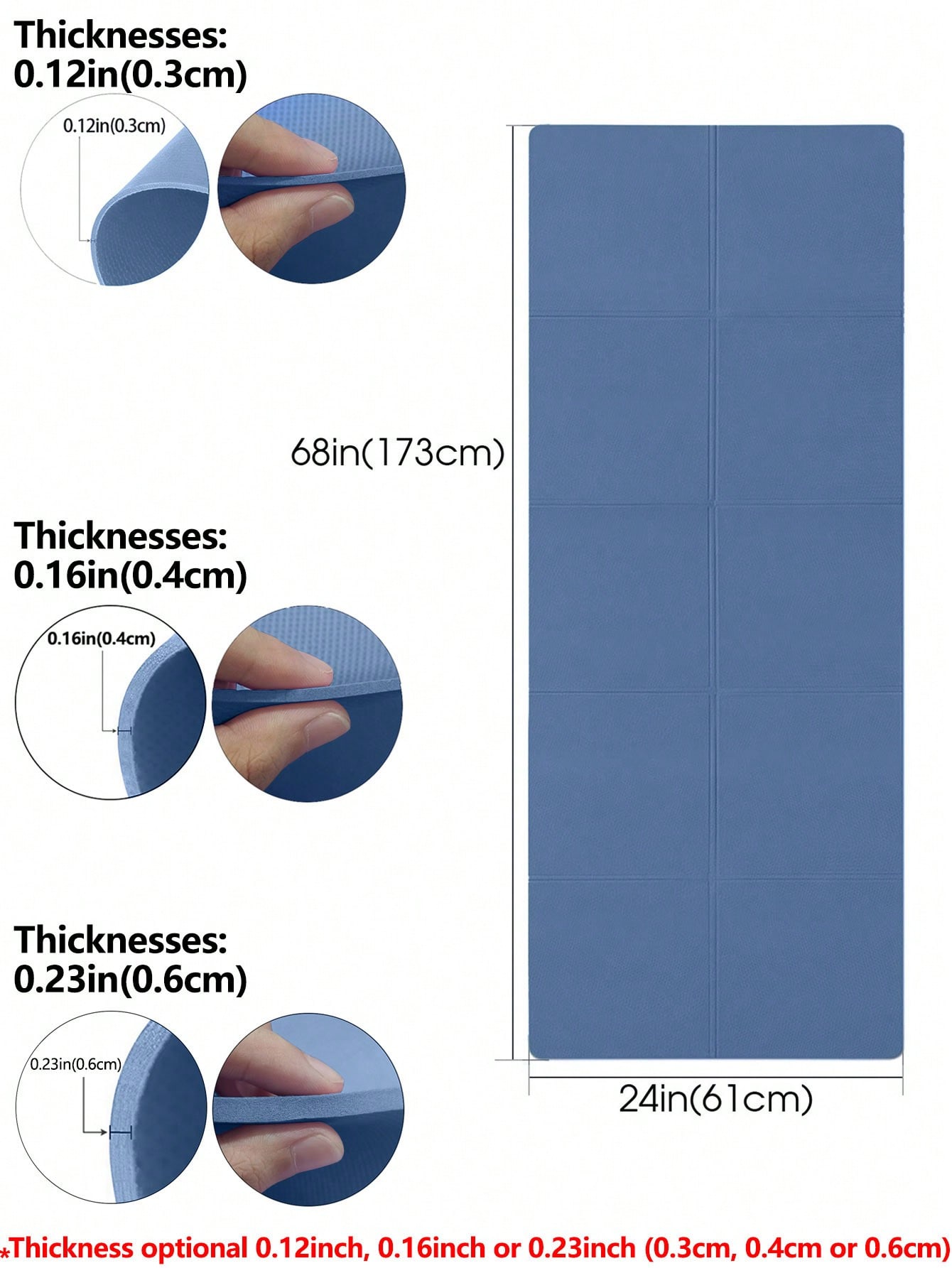 折りたたみ式ヨガマット ダークブルー 環境に優しいEVA素材 - Home Gym Yoga Mat のレビューと価格